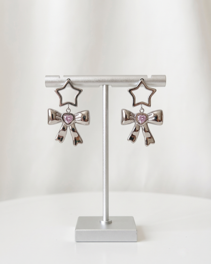 Y2K Star Bow Drop Earrings Waterproof