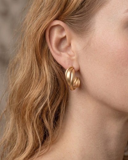 Chunky Triple Twist Hoop Earrings