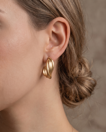 Chunky Triple Twist Hoop Earrings