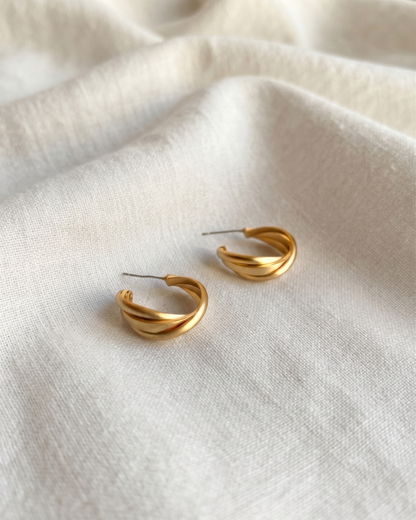 Chunky Triple Twist Hoop Earrings