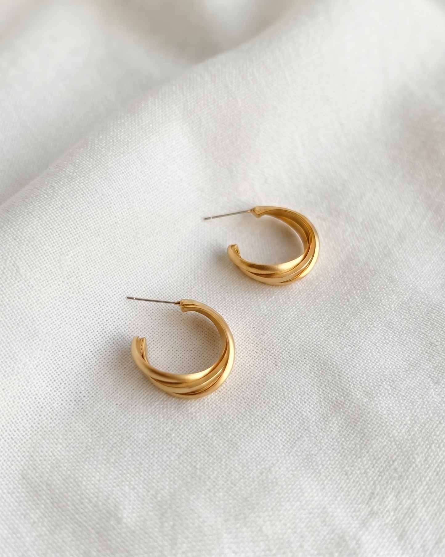 Chunky Triple Twist Hoop Earrings
