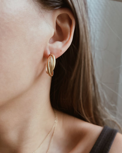 Chunky Triple Twist Hoop Earrings