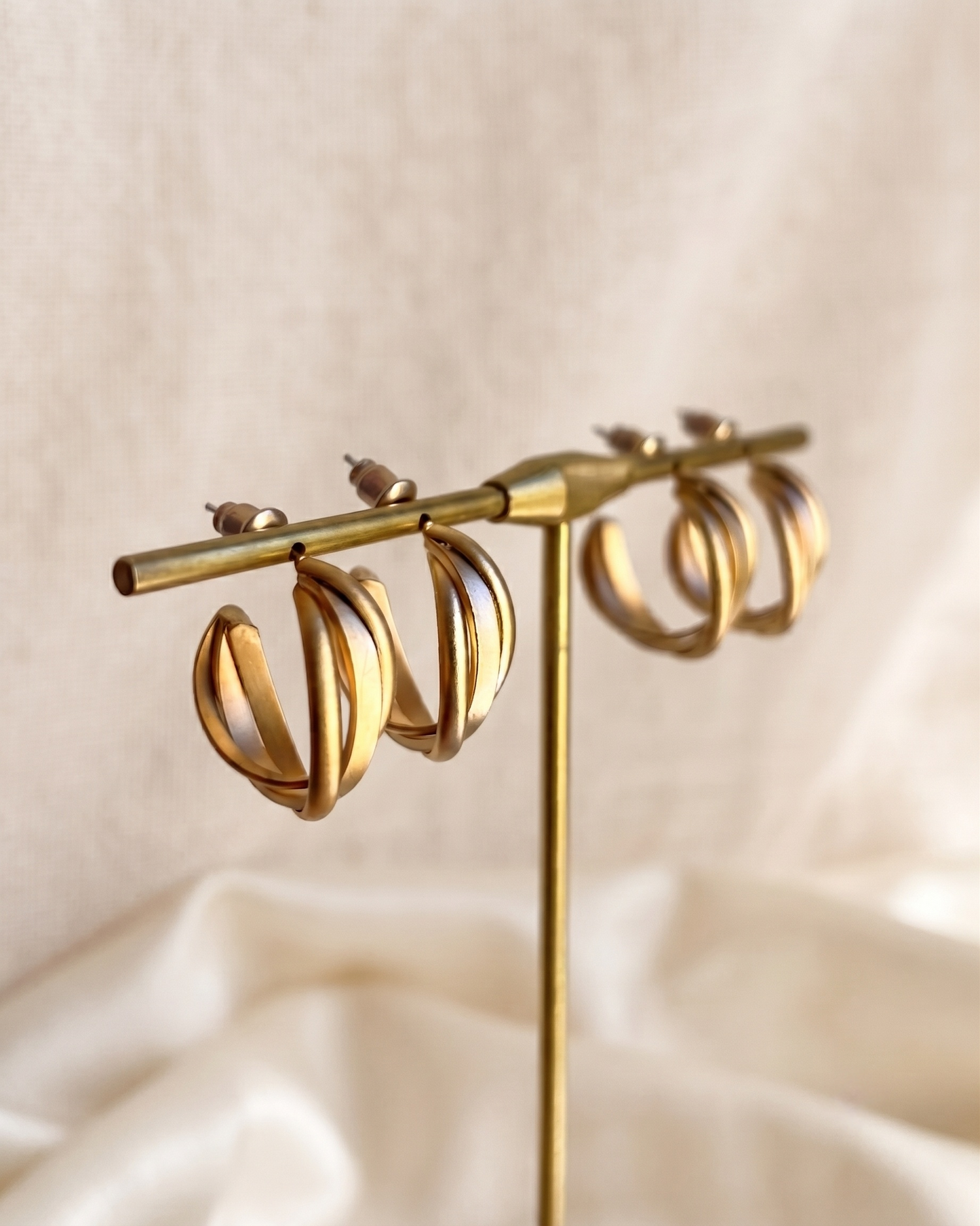 Chunky Triple Twist Hoop Earrings