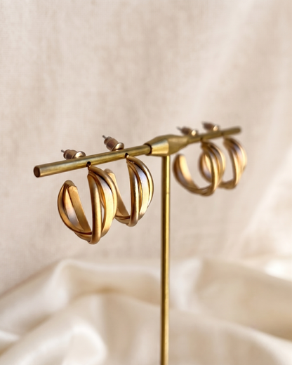 Chunky Triple Twist Hoop Earrings