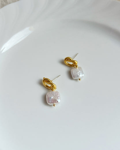 Organic Pearl Knot Drop Earrings
