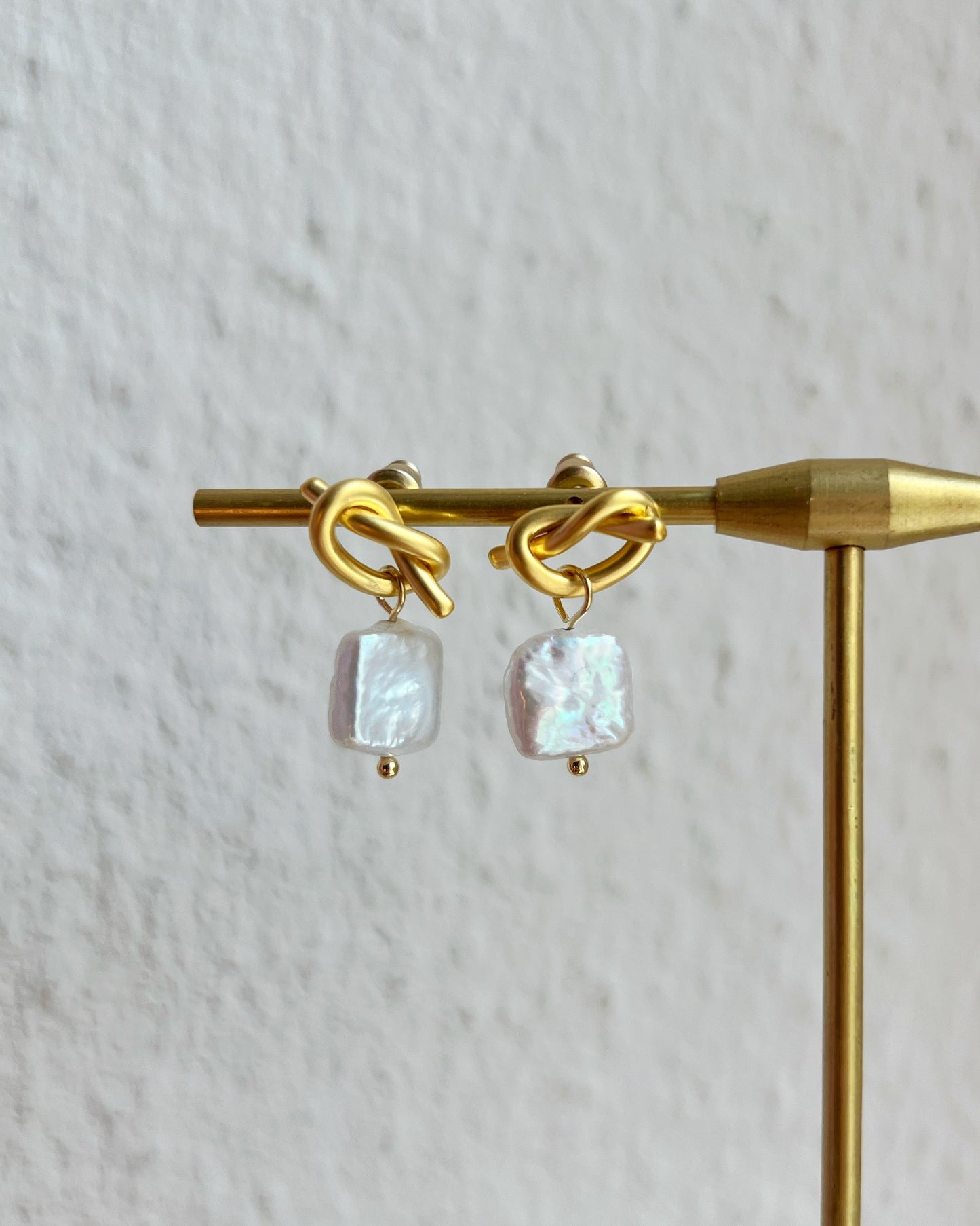 Organic Pearl Knot Drop Earrings