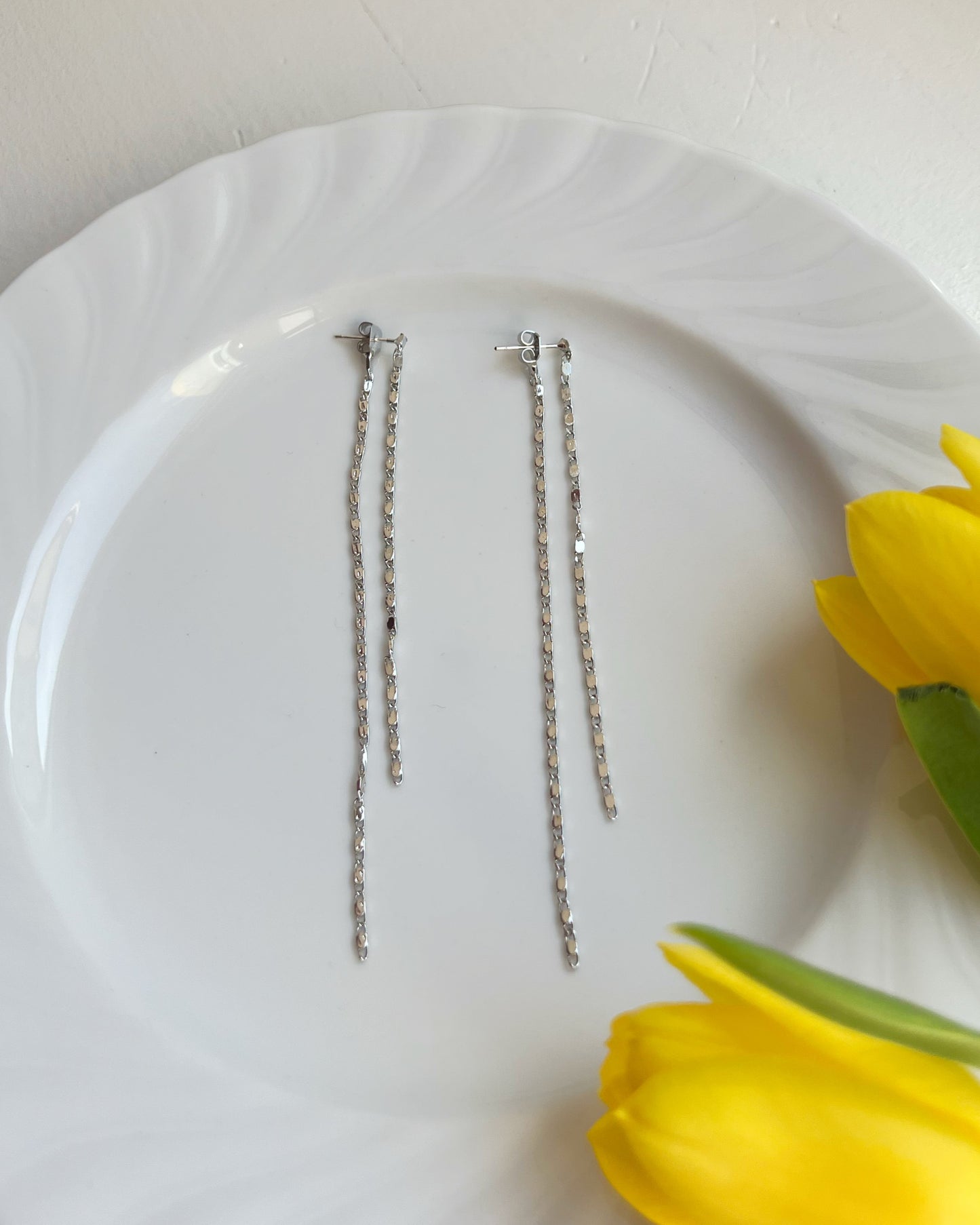 Linear Chain Drop Earrings