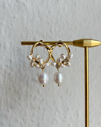 Floral Freshwater Pearl Dangle Earrings