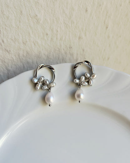 Floral Freshwater Pearl Dangle Earrings