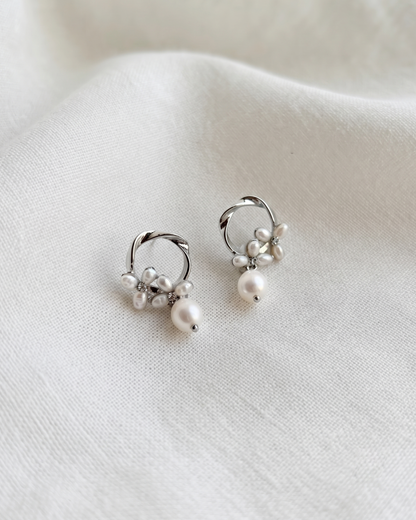 Floral Freshwater Pearl Dangle Earrings