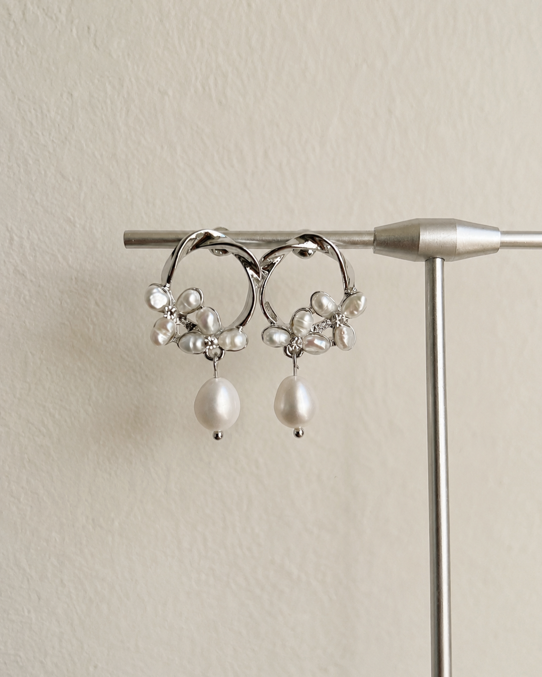Floral Freshwater Pearl Dangle Earrings