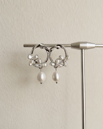 Floral Freshwater Pearl Dangle Earrings