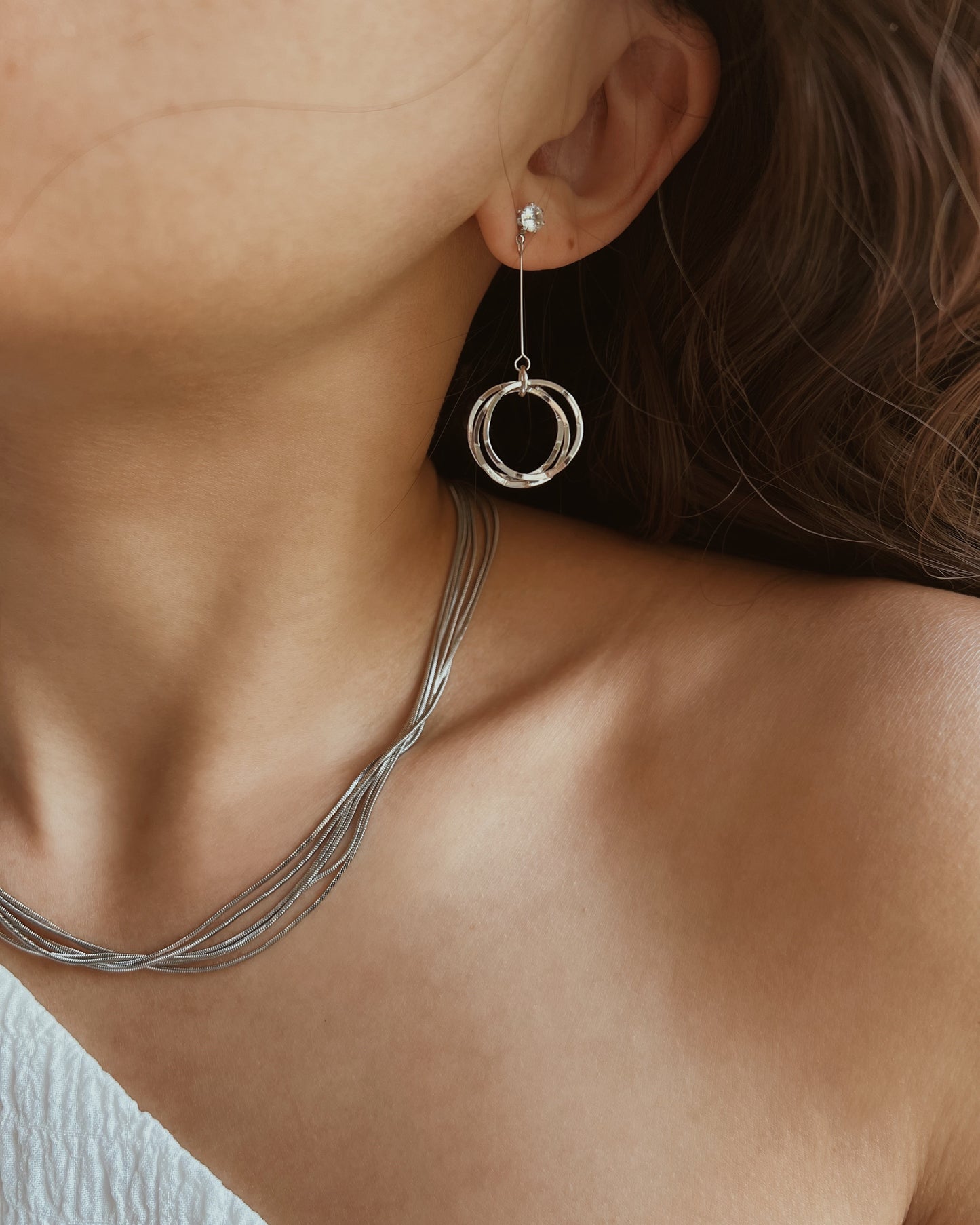Layered Circle Drop Earrings