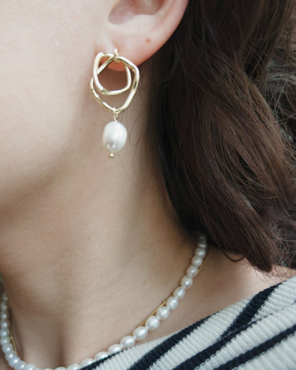 Intertwined Pearl Drop Earrings