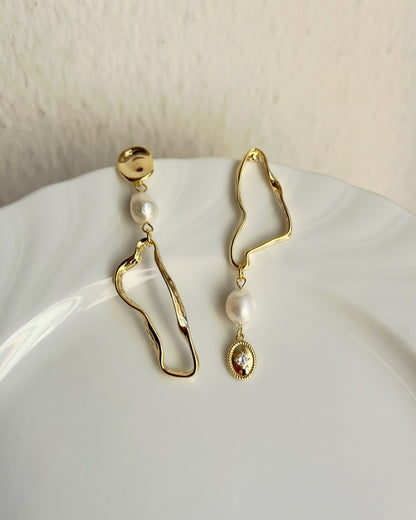 Asymmetrical Pearl Drop Earrings
