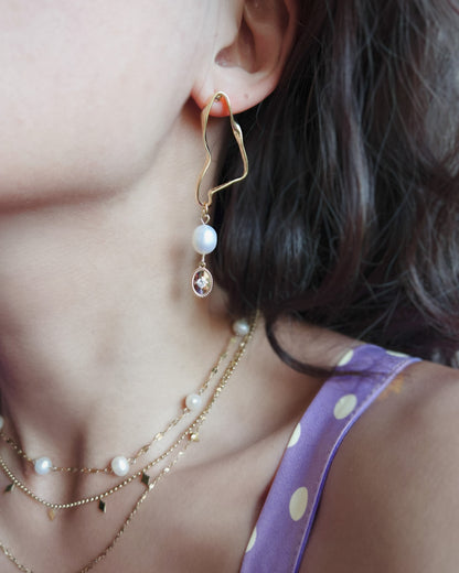 Asymmetrical Pearl Drop Earrings