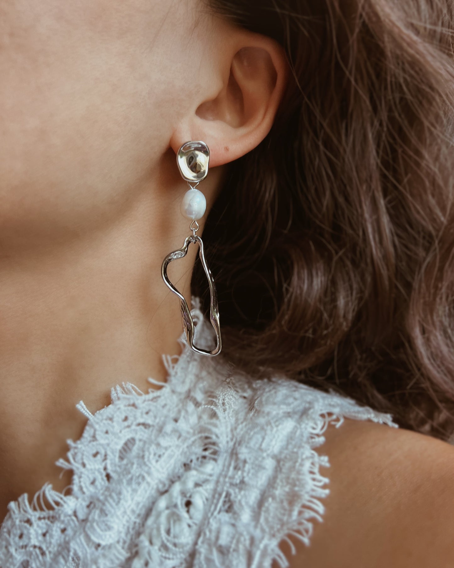 Asymmetrical Pearl Drop Earrings