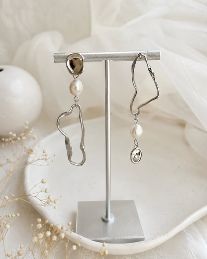 Asymmetrical Pearl Drop Earrings