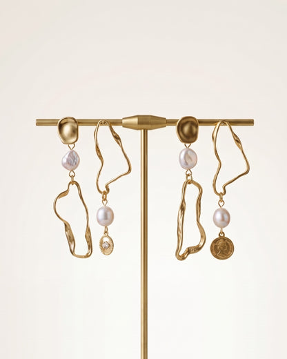 Asymmetrical Pearl Drop Earrings