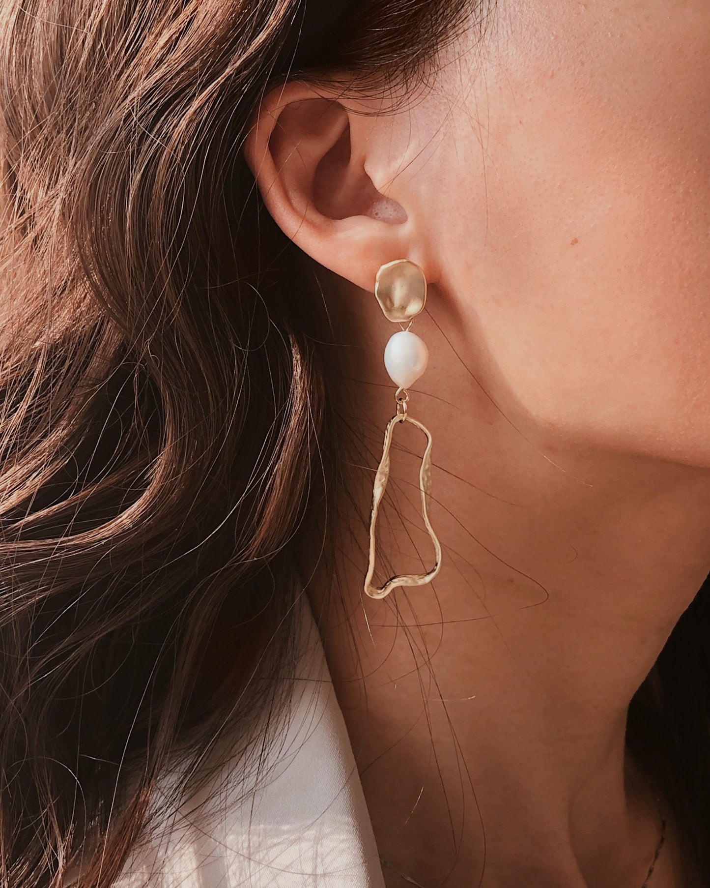 Asymmetrical Pearl Drop Earrings