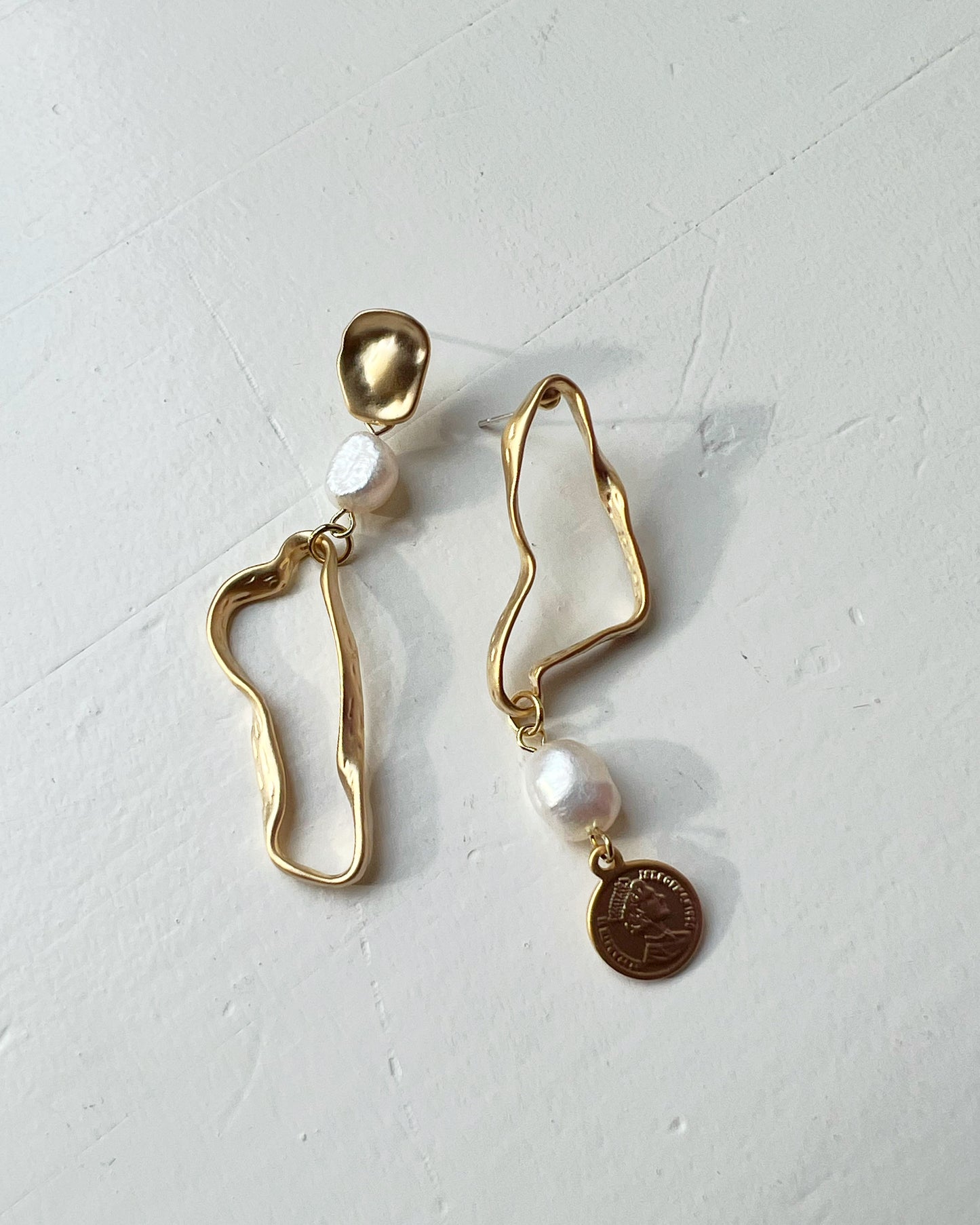 Asymmetrical Pearl Drop Earrings