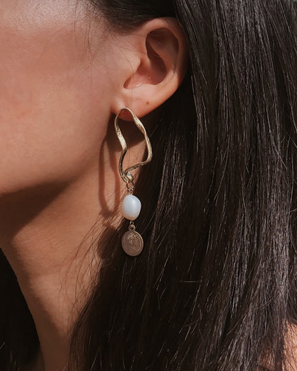 Asymmetrical Pearl Drop Earrings