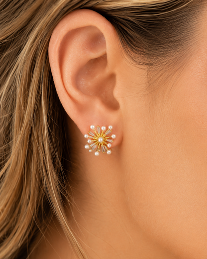 Pearl Cluster Stud Earrings