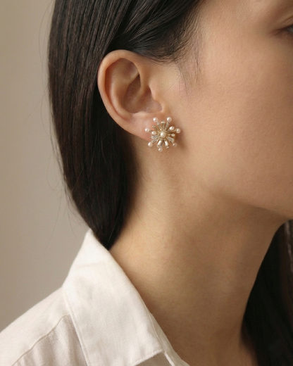 Pearl Cluster Stud Earrings