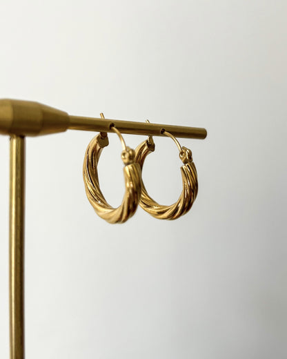 Retro Twisted Hoop Earrings Waterproof
