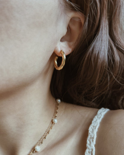 Retro Twisted Hoop Earrings Waterproof