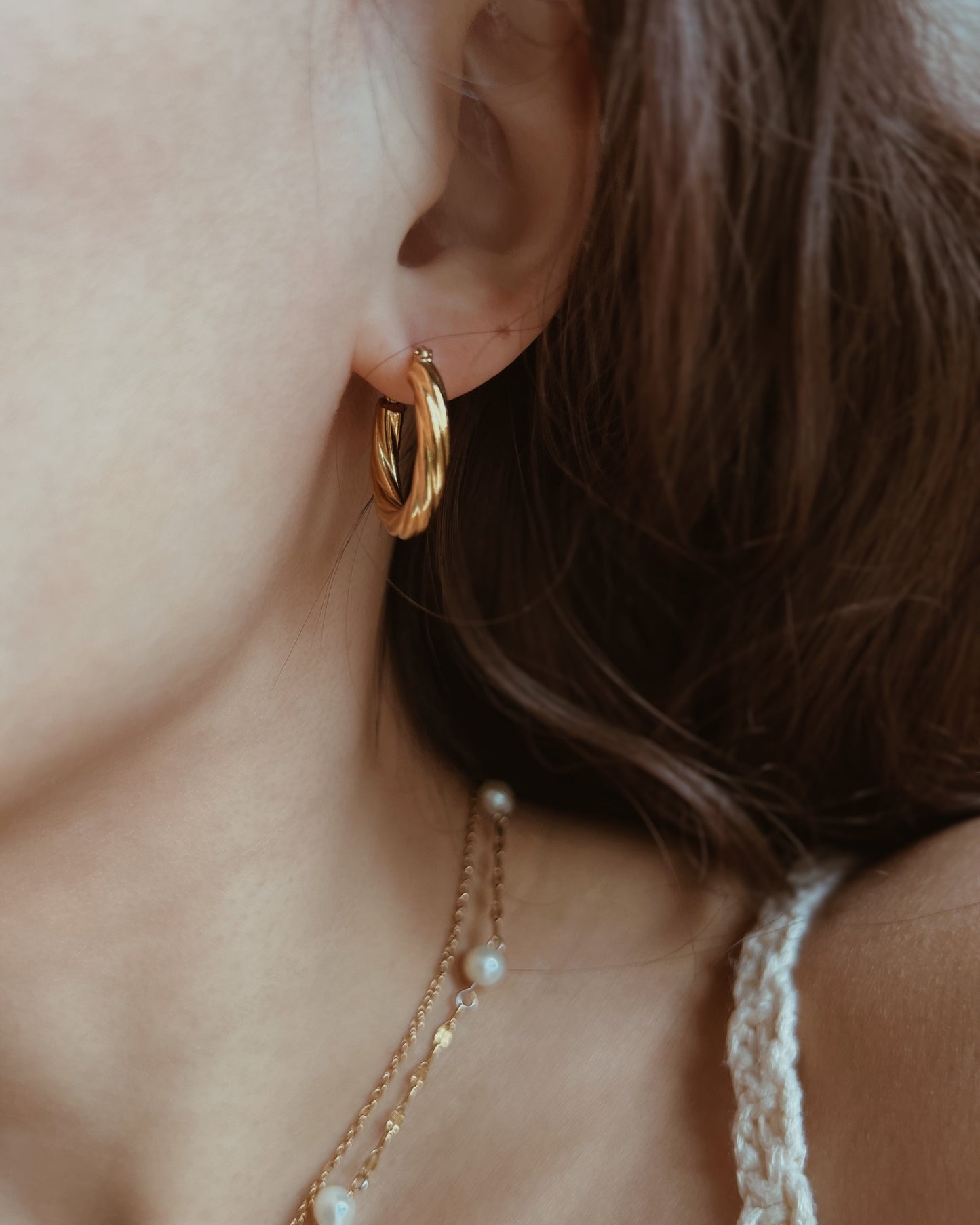 Retro Twisted Hoop Earrings Waterproof