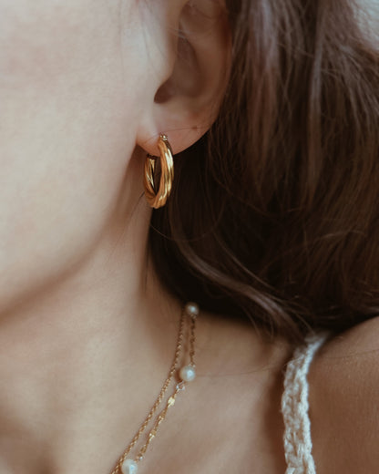 Retro Twisted Hoop Earrings Waterproof
