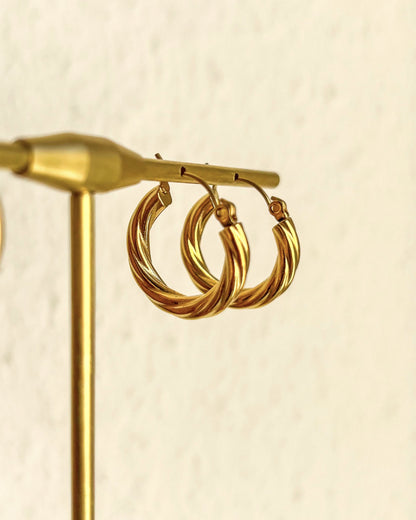 Retro Twisted Hoop Earrings Waterproof