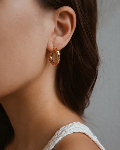 Retro Twisted Hoop Earrings Waterproof