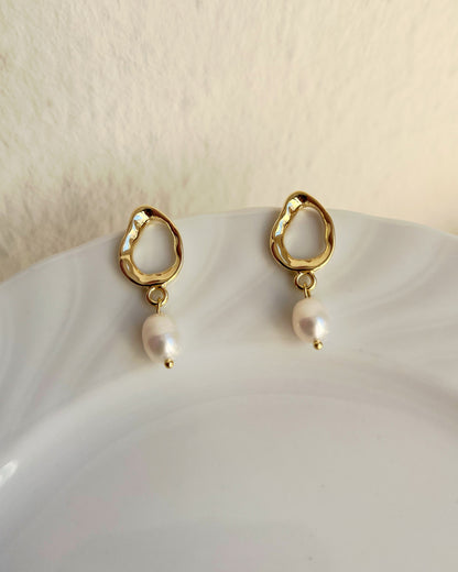 Irregular Teardrop Freshwater Pearl Earrings