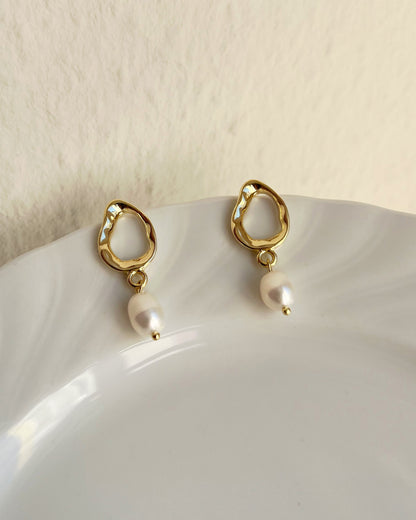 Irregular Teardrop Freshwater Pearl Earrings