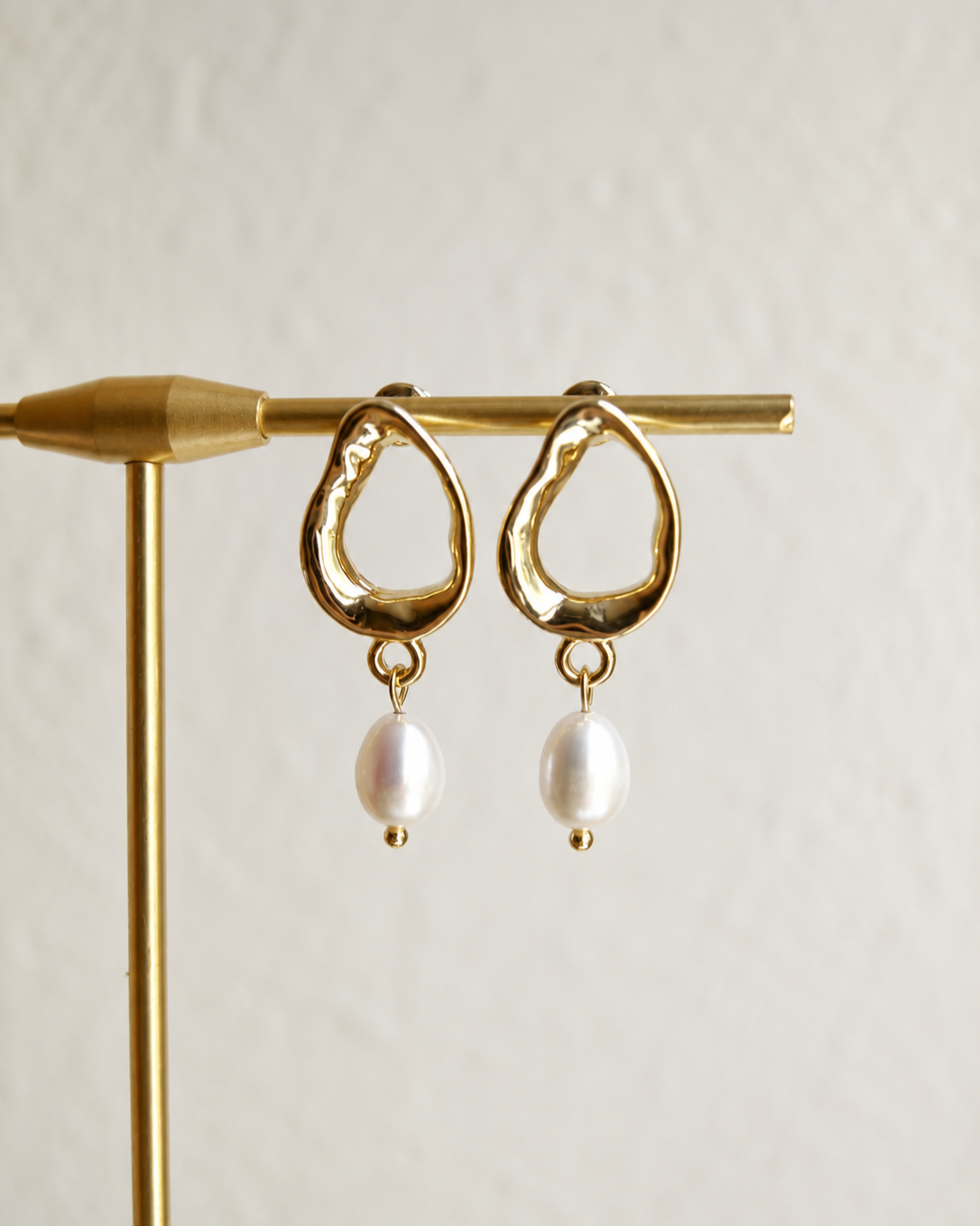 Irregular Teardrop Freshwater Pearl Earrings