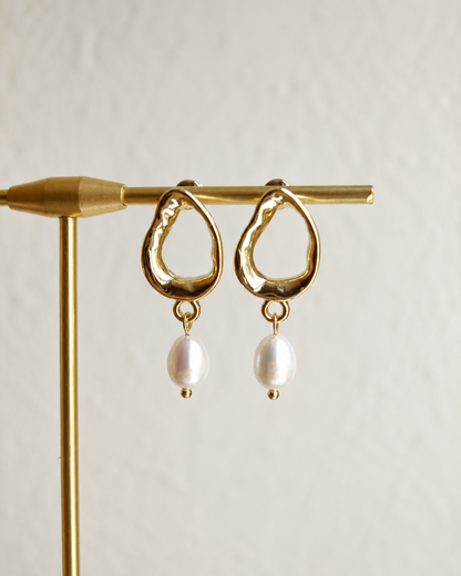 Irregular Teardrop Freshwater Pearl Earrings