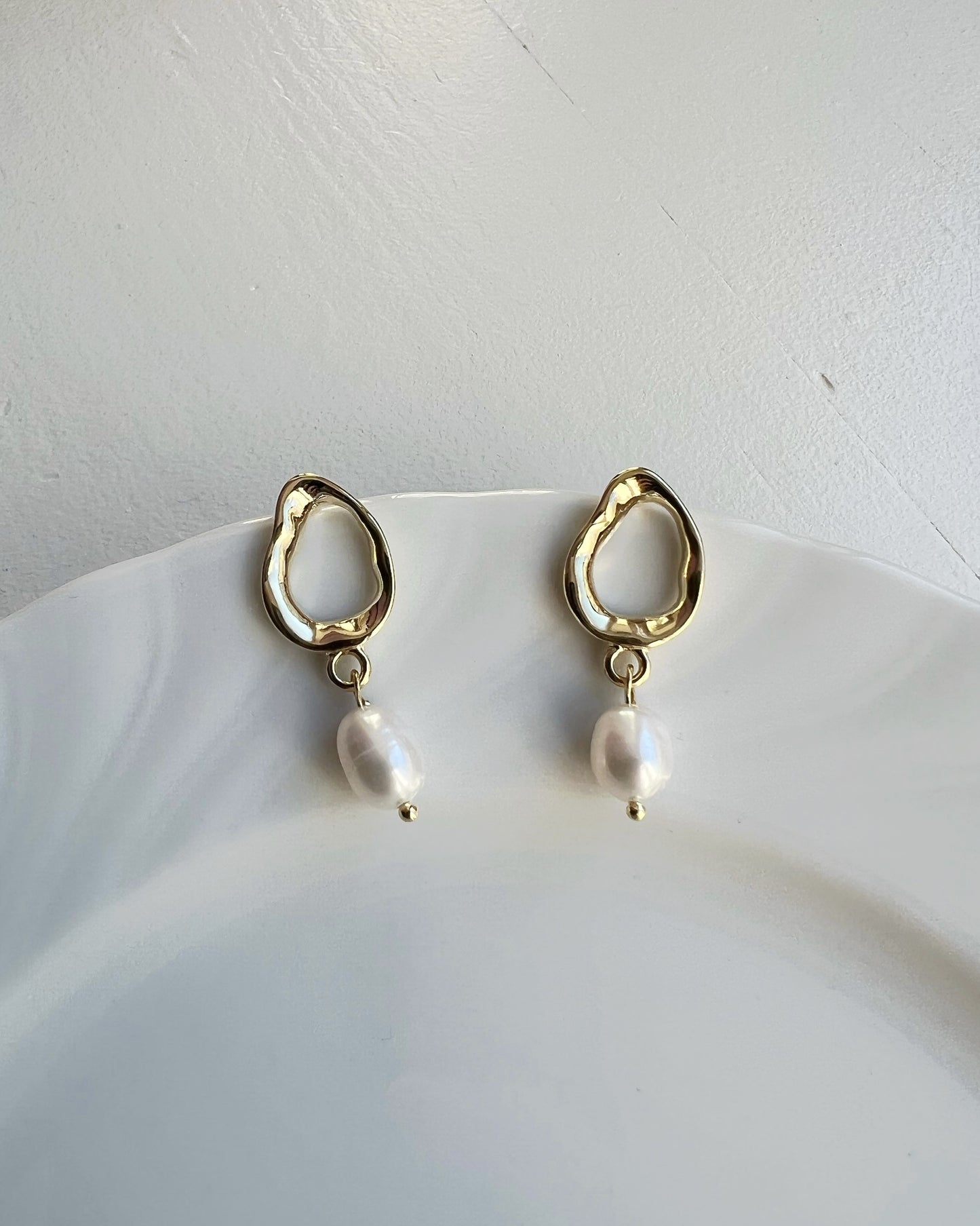 Irregular Teardrop Freshwater Pearl Earrings