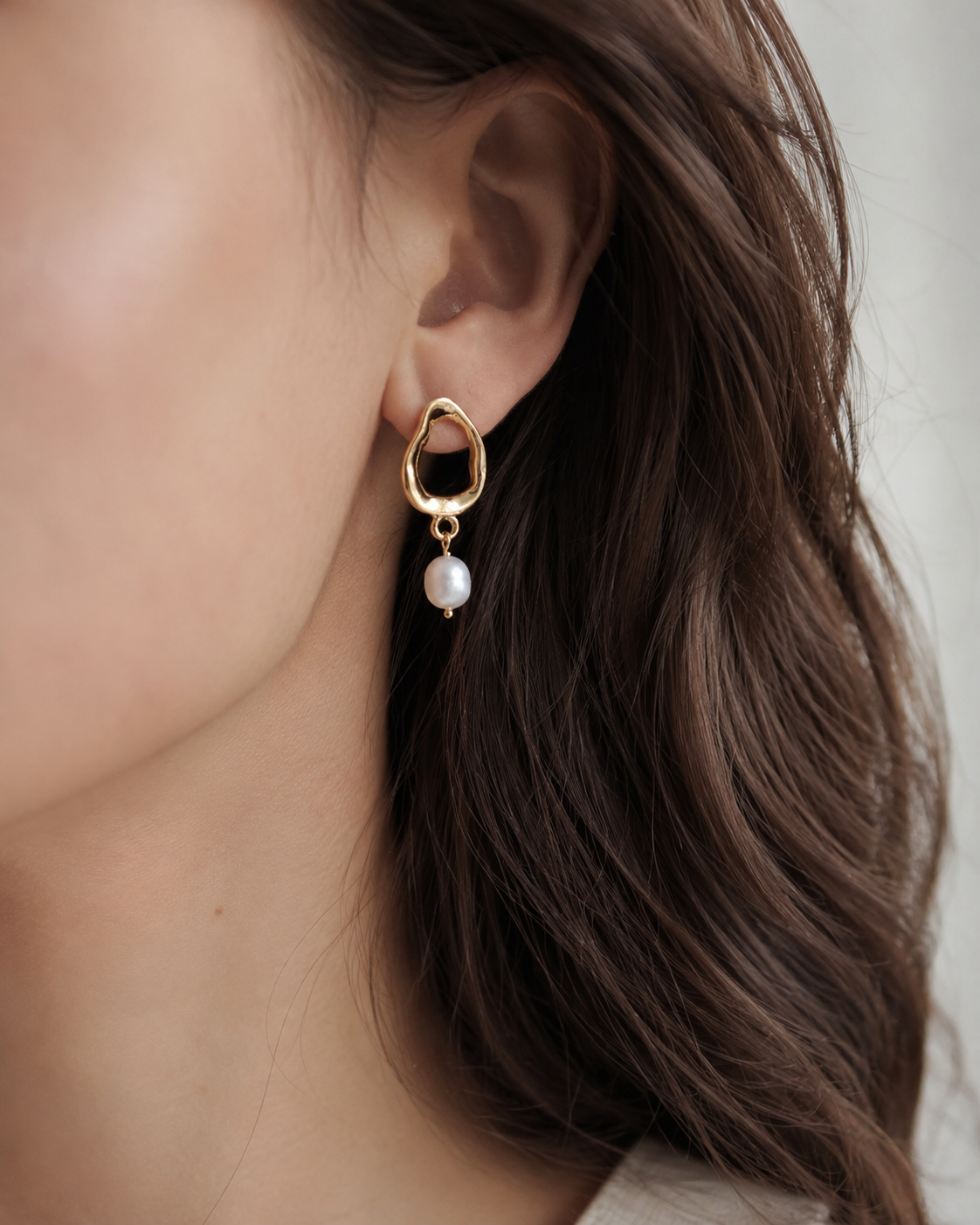 Irregular Teardrop Freshwater Pearl Earrings