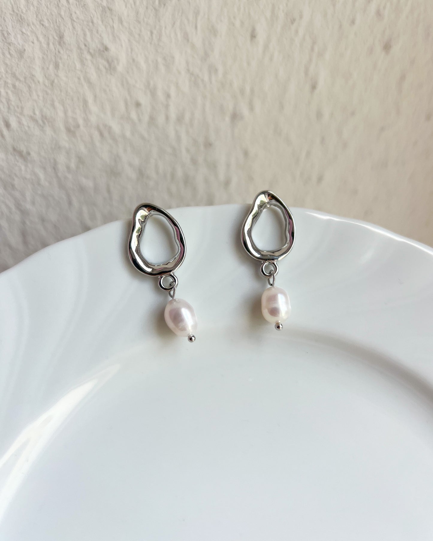 Irregular Teardrop Freshwater Pearl Earrings