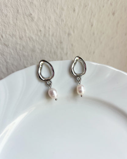 Irregular Teardrop Freshwater Pearl Earrings