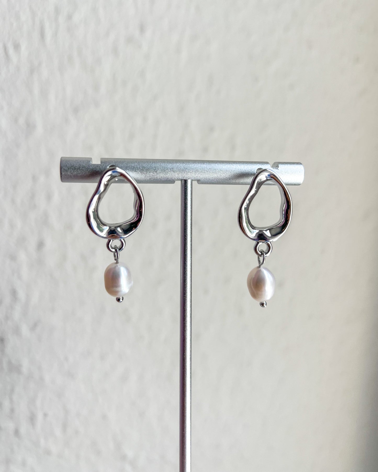 Irregular Teardrop Freshwater Pearl Earrings