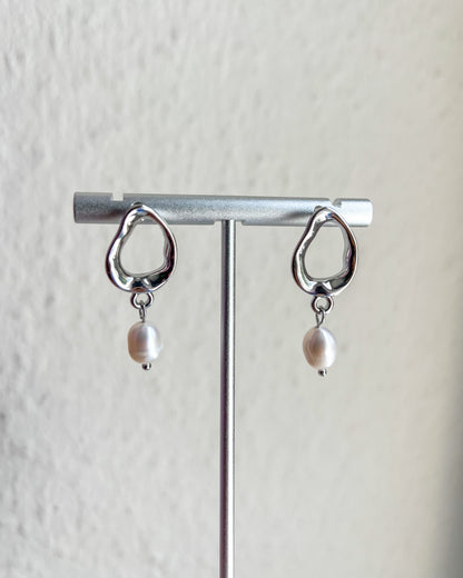 Irregular Teardrop Freshwater Pearl Earrings