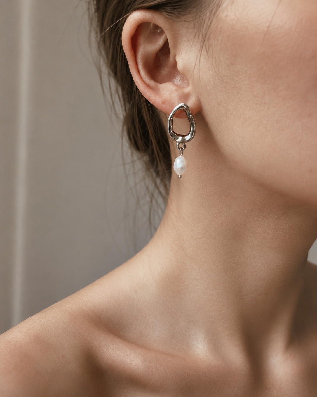 Irregular Teardrop Freshwater Pearl Earrings