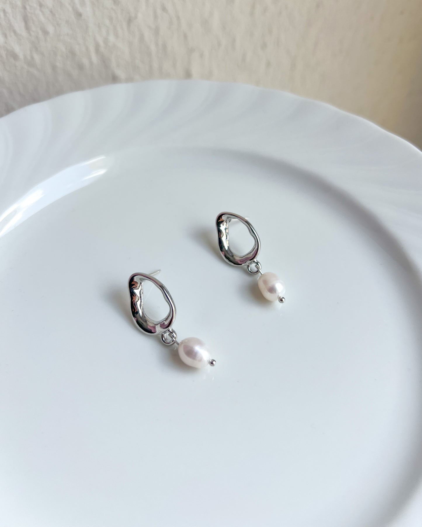 Irregular Teardrop Freshwater Pearl Earrings