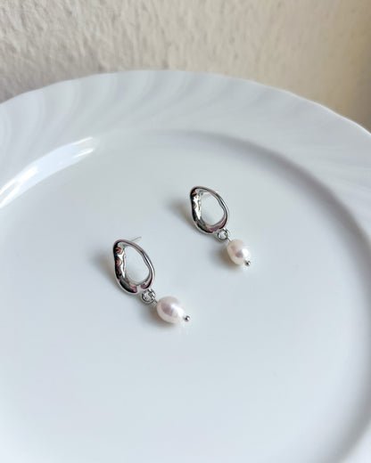 Irregular Teardrop Freshwater Pearl Earrings