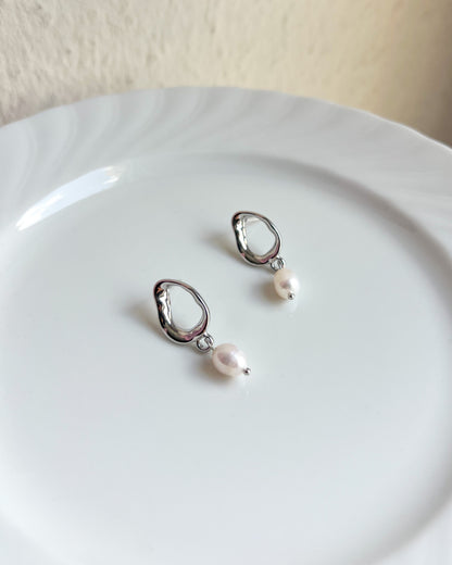 Irregular Teardrop Freshwater Pearl Earrings