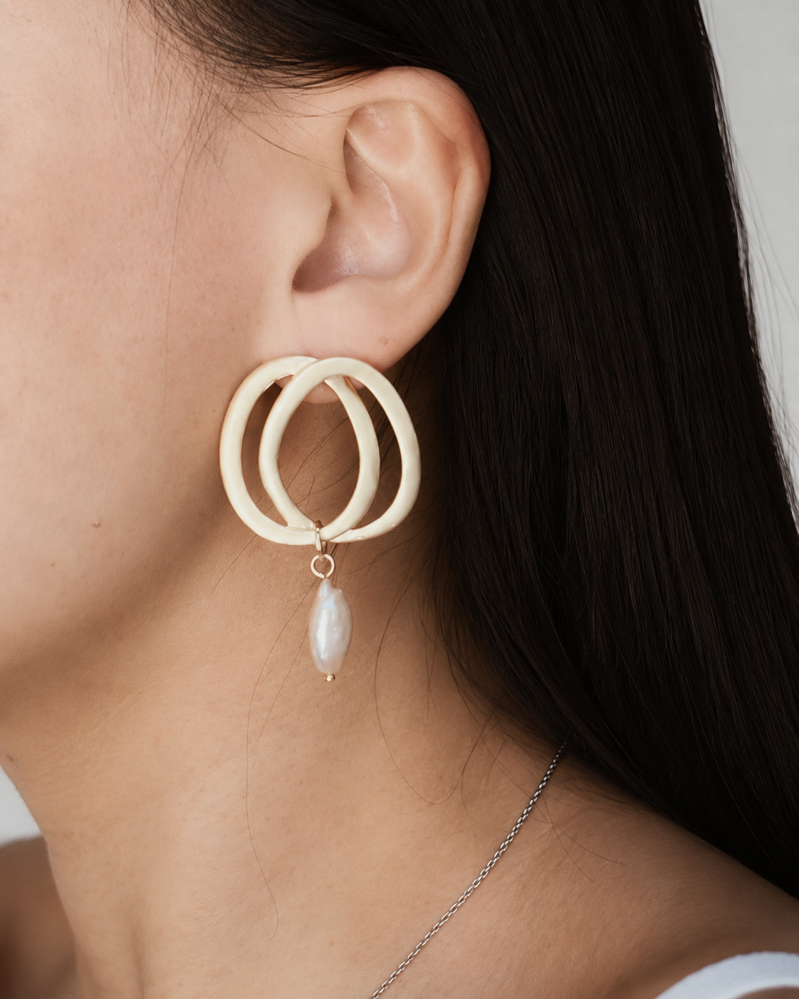 Statement Pearl Double Hoop Earrings