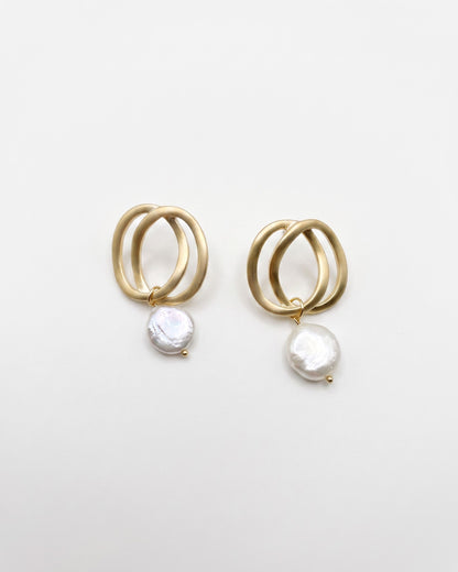 Statement Pearl Double Hoop Earrings
